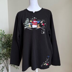 Vintage Double Collar Embroidered Christmas Sweater